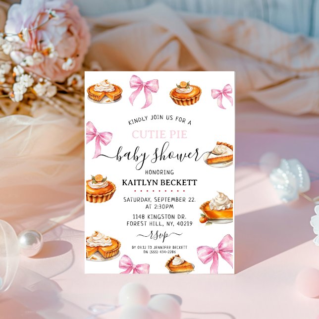 Invitation Baby shower Pie Pink Bow (Créateur téléchargé)