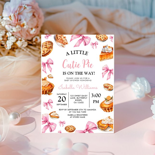 Invitation Baby shower Pie Pink Bow (Créateur téléchargé)