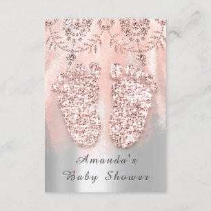 Invitation Baby shower Pieds Argent Fille Royal Rose dentelle