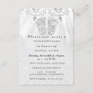 Invitation Baby shower Pieds fille argent GRay Royal Boy