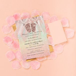 Invitation Baby shower Pieds fille garçon Royal Rose Parties