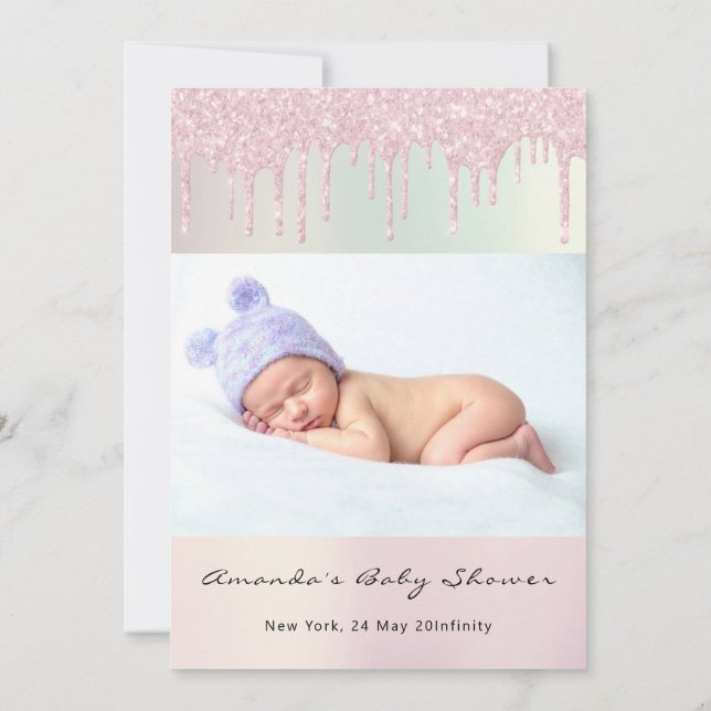 Invitation Baby shower Pieds Parties scintillant PastelDrip P (Dos)