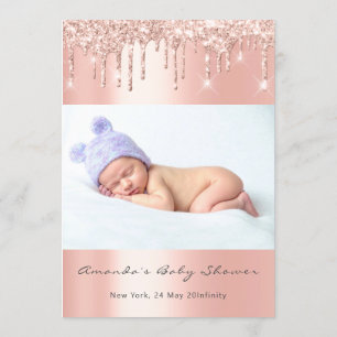 Invitation Baby shower Pieds Parties scintillant Rose Drives 