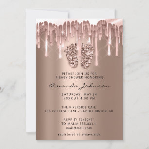 Invitation Baby shower Pieds Parties scintillant Rose Lush Dr