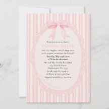 Baby Shower Pink Bow Stripes Baby Girl Cute Modern