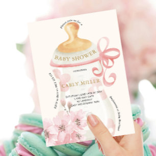 Invitation Baby shower Pink Cute Baby Bottle