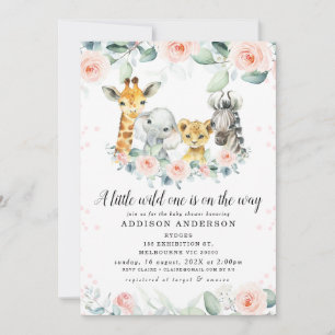 Invitation Baby shower Pink Floral Eucalyptus Safari