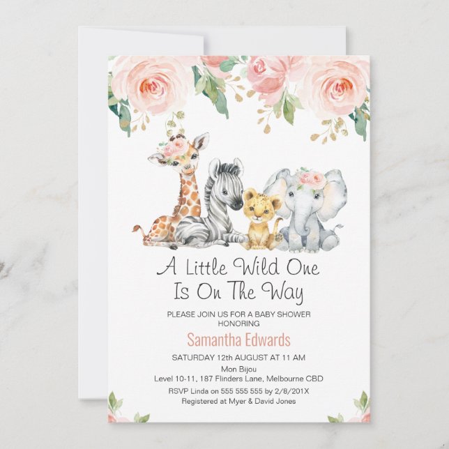 Invitation Baby shower Pink Gold Floral pour bébés (Devant)