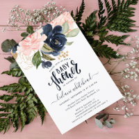 Baby shower Pink Navy Floral Cluster