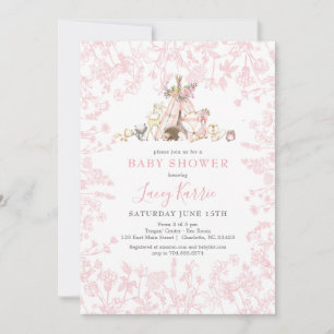 Invitation Baby shower Pink Woodland