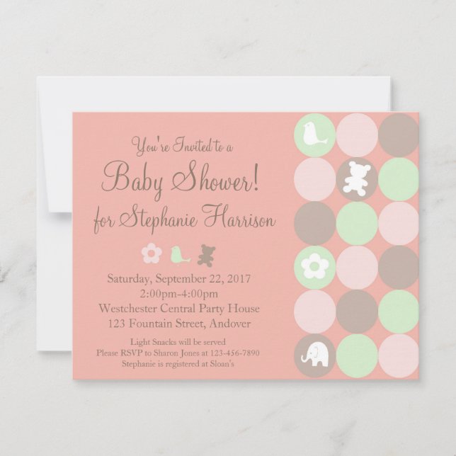 Invitation Baby shower Pinky Dots (Devant)