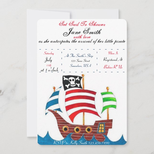 Invitation Baby shower pirate (Devant)
