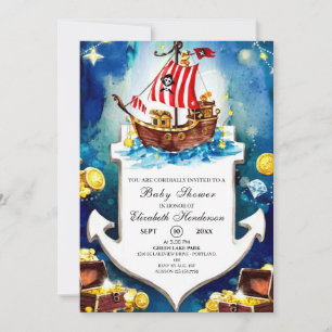 Invitation Baby shower pirate au trésor de Boho