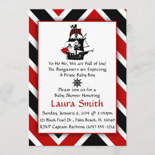 Invitation Baby shower Pirate Rouge