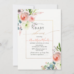 Invitation Baby shower PixDezines Watercolor Blush Peonies