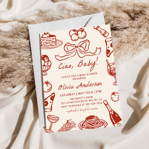 Invitation Baby Shower Pizza Italienne Fantaisiste Dessinée à