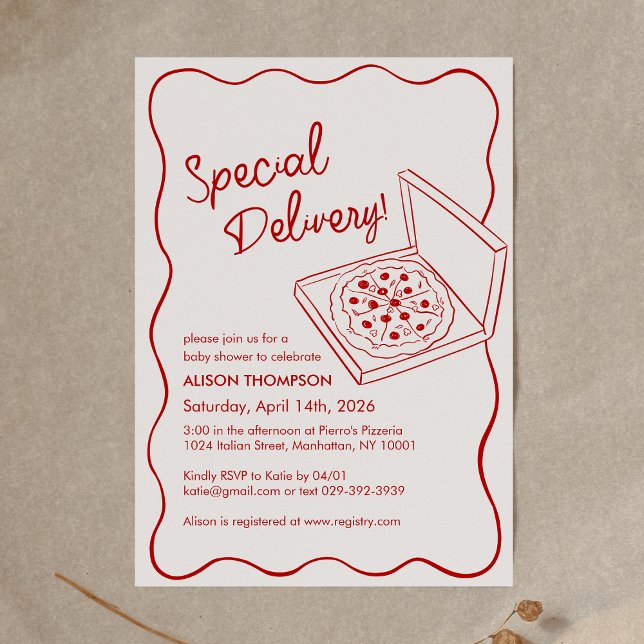 Invitation Baby Shower Pizza Livraison Spéciale (Créateur téléchargé)