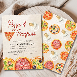 Invitation Baby shower Pizza & Pacificateurs aquarelle