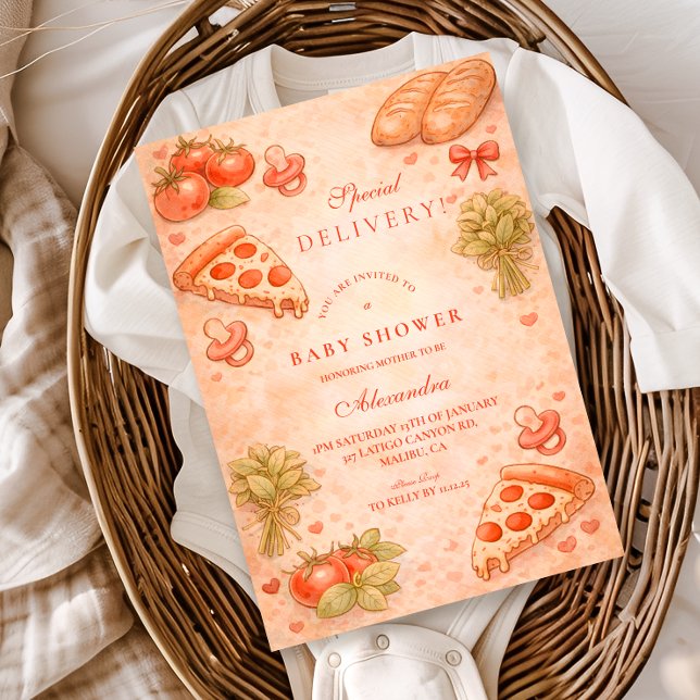 Invitation Baby Shower Pizza Sucrée (Créateur téléchargé)