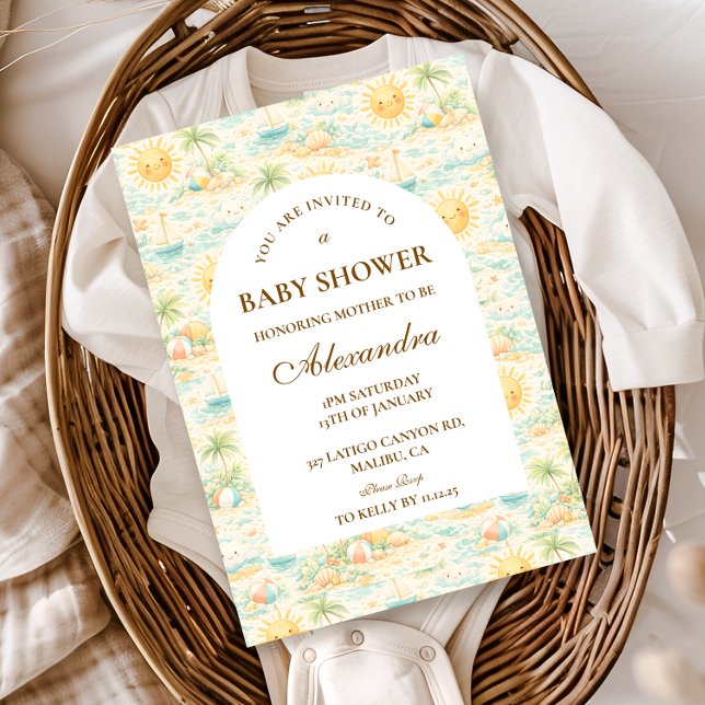 Invitation Baby Shower Plage Ensoleillée (Créateur téléchargé)