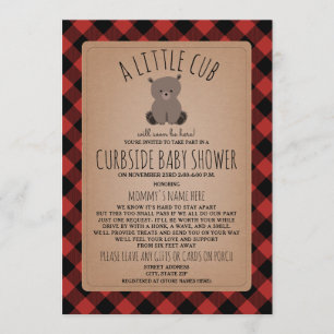 Invitation Baby shower Plaid Curbside Ours de détresse social