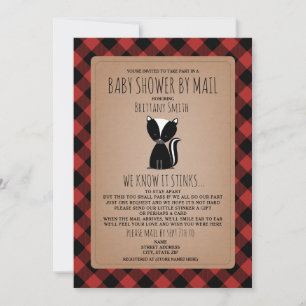 Invitation Baby shower Plaid Par Courrier Distances Sociales 