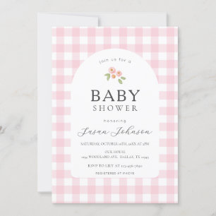 Invitation Baby shower Plaid pour le contrôle du bison rose e