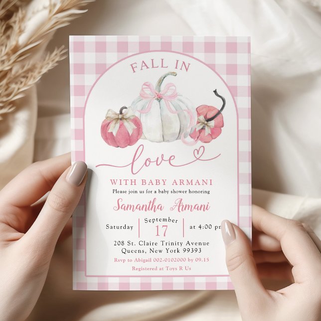 Invitation Baby Shower Plaid Rose Pompier Citrouille Coup de  (Créateur téléchargé)