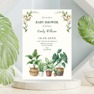 Invitation Baby shower plante de jardinage d'aquarelle verte