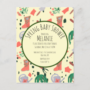 Invitation Baby shower Plante du jardin fleuri du 