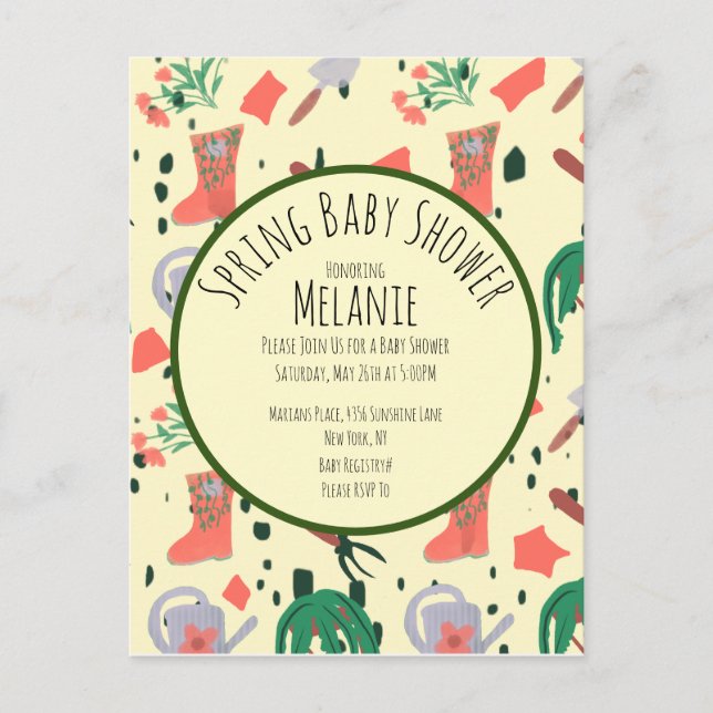 Invitation Baby shower Plante du jardin fleuri du  (Devant)