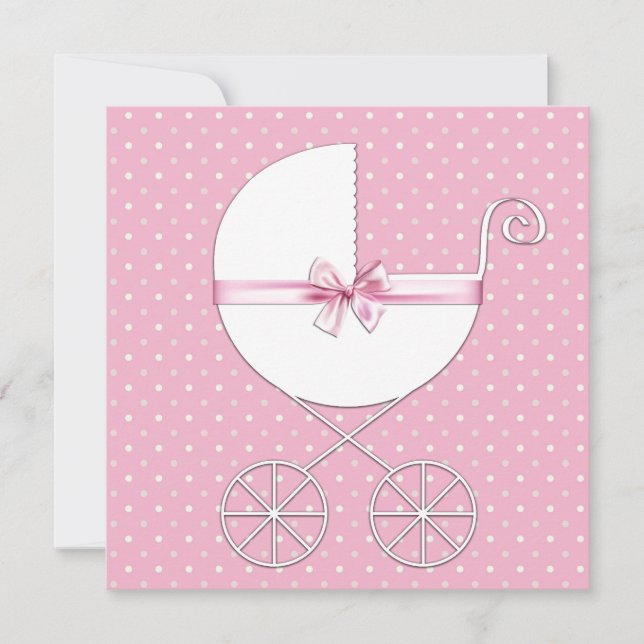 Invitation Baby shower Pointe rose (Devant)