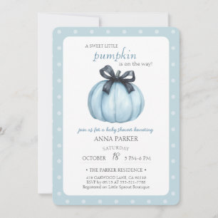 Invitation Baby shower Pois Blue Little Citrouille