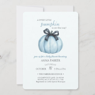 Invitation Baby shower Pois Citrouille bleu