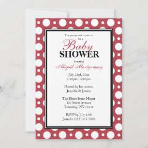 Invitation Baby shower Pois de café Merlot Red Assorti