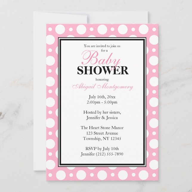 Invitation Baby shower Pois de Cafe Pink (Devant)