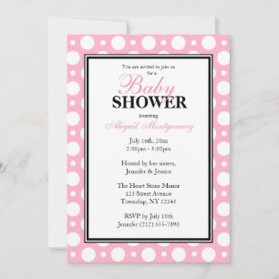 Invitation Baby shower Pois de Cafe Pink