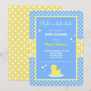 Invitation Baby shower Pois de canard jaune et bleu Invita