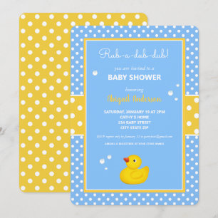 Invitation Baby shower Pois de canard jaune et bleu Invita
