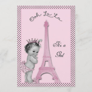 Invitation Baby shower Pois de la Tour Eiffel