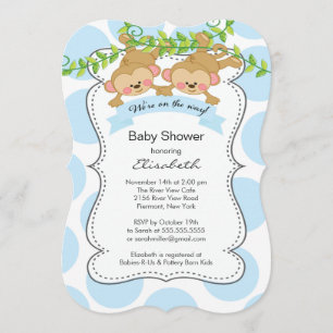 Invitation Baby shower Pois de singes mignons