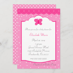 Invitation Baby shower Pois et papillon