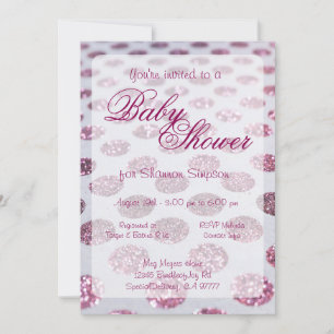 Invitation Baby shower   Pois roses