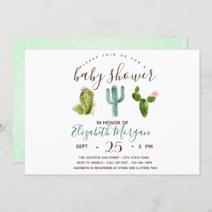 Invitation Baby shower Pois Succulent aquarelle