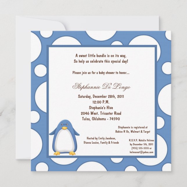 Invitation Baby shower Pok-a-Dot 5x7 (Devant)
