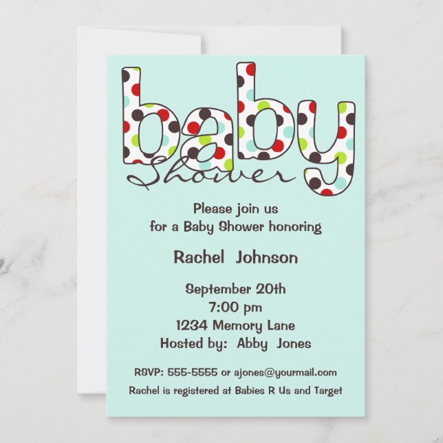 Invitation Baby shower Poka Dot (Devant)