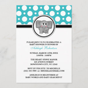 Invitation Baby shower Polka Dot Turquoise