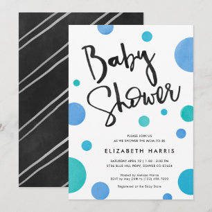 Invitation Baby shower Polka moderne bleu clair