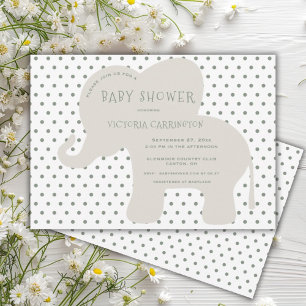 Invitation Baby shower Polkadot Vert Eléphant