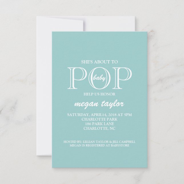 Invitation Baby shower| POP|blu (Devant)